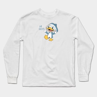 cute duck on shark mat Long Sleeve T-Shirt